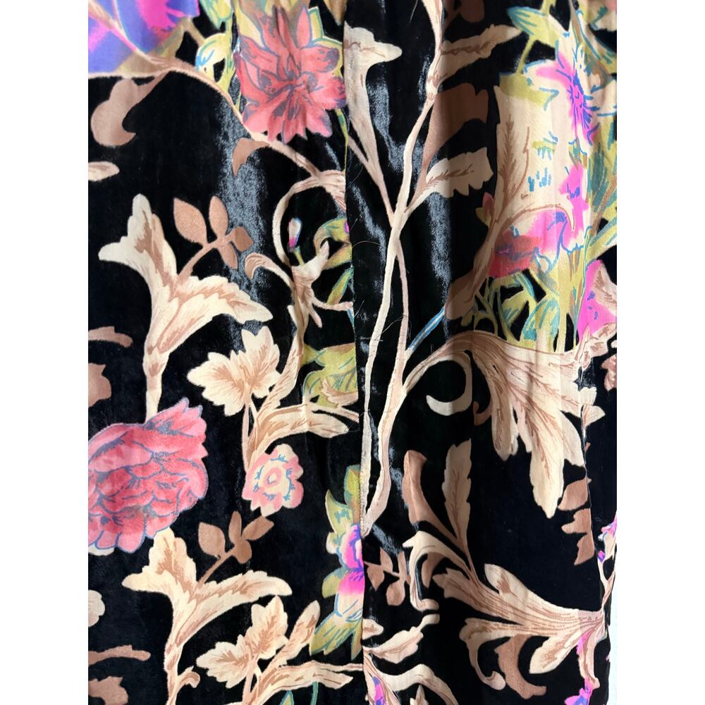 Dress the Population Black Floral Velvet Midi Dress with Pink and Gold Accents - Picture 14 of 16